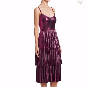 Marchesa Notte Lilac Pleated Lame Dress NWT